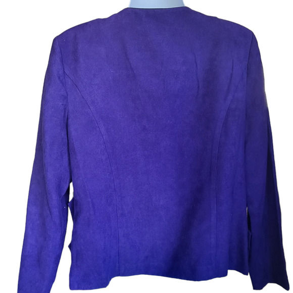 Vintage Perceptions Petite Purple Faux Suede Open Jacket Size 10P - Picture 6 of 6